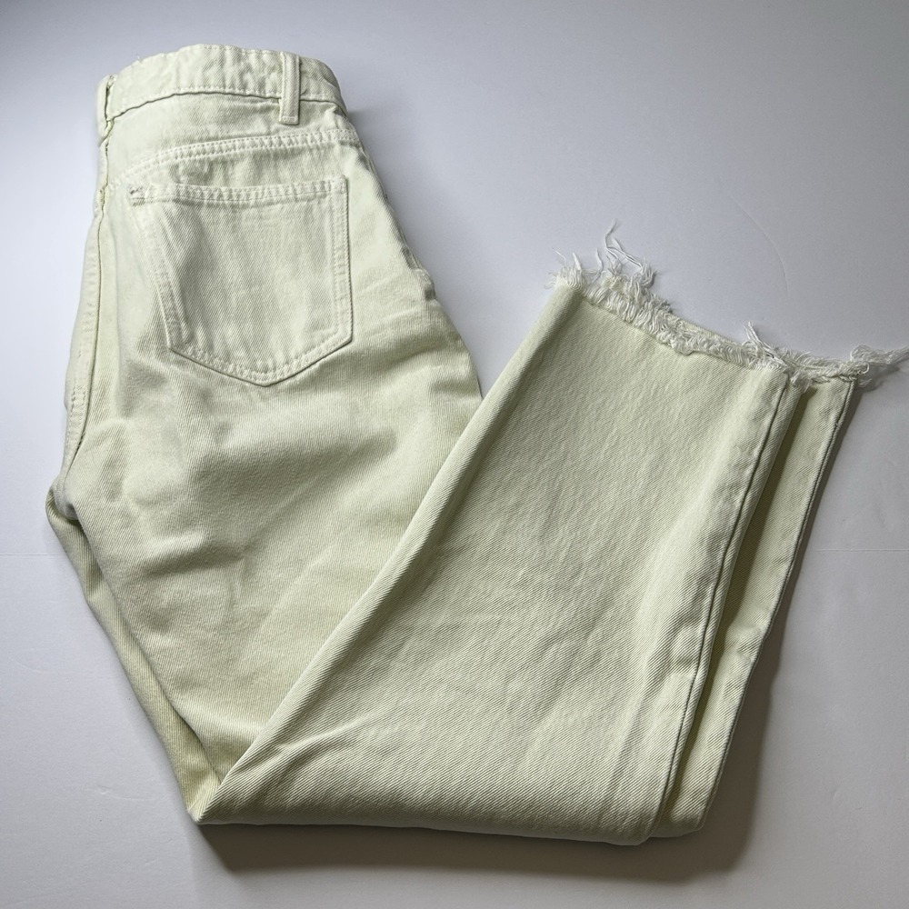 Zara High Rise Frayed Hem Straight Leg Boyfriend Cropped Jeans Women's Size 2